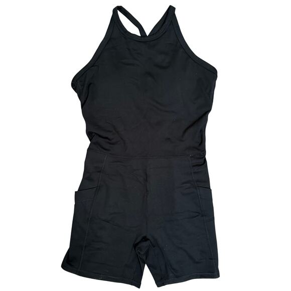 Prana Becksa Shortie One Piece Fitted Romper Built in Bra - Black Sz Medium $99 - Picture 2 of 8